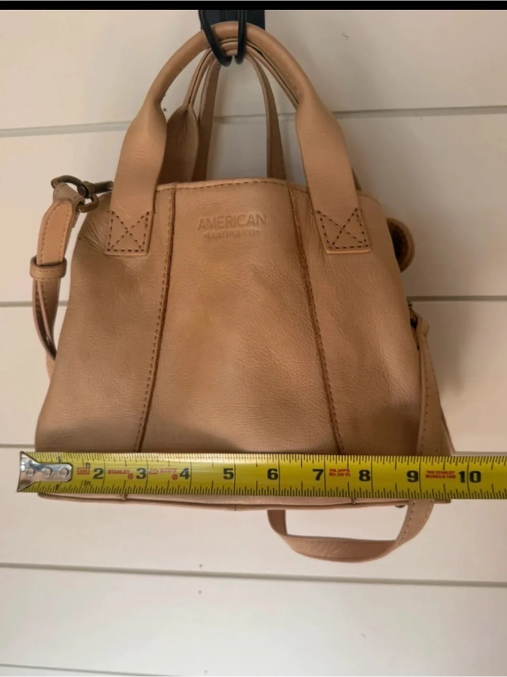Beige Leather Top-Handle Bag